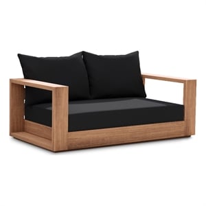Maklaine Contemporary Black Water Resisting Outdoor Loveseat