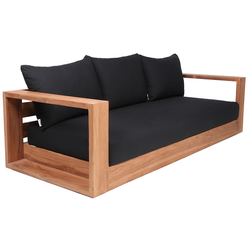 Maklaine Modern / Contemporary Black Water Resisting Outdoor Sofa