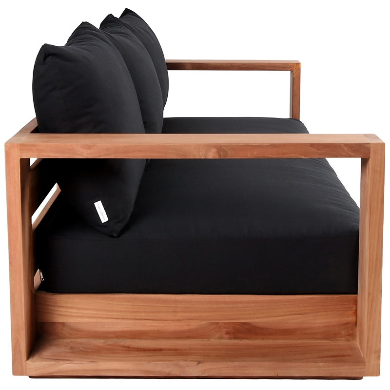 Maklaine Modern / Contemporary Black Water Resisting Outdoor Sofa