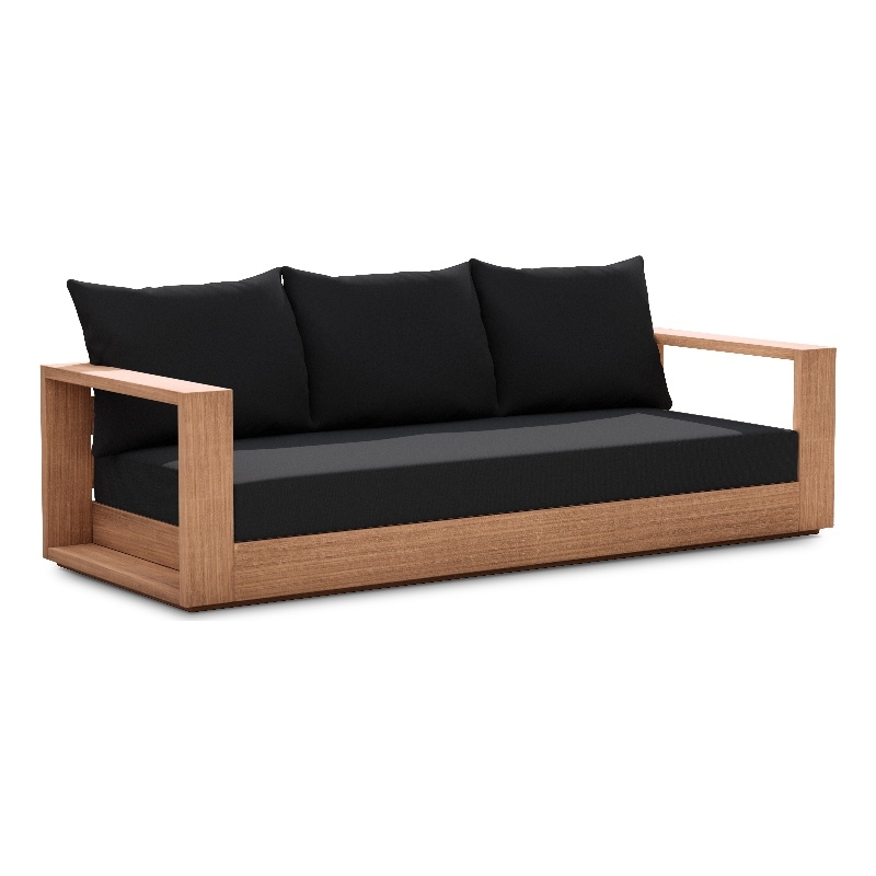 Maklaine Modern / Contemporary Black Water Resisting Outdoor Sofa