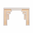 Maklaine MDF Cream Console Table Rectangular Woven Rattan Accents Unassembled