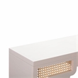 Maklaine MDF Cream Console Table Rectangular Woven Rattan Accents Unassembled