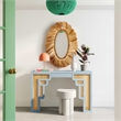 Maklaine Transitional Pastel Blue Finish & Rattan Console Table
