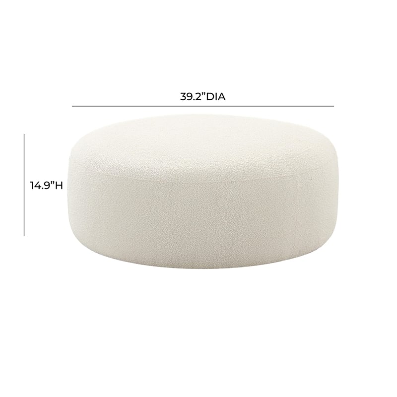 Maklaine Modern / Contemporary Cream Finish Boucle Fabric Ottoman