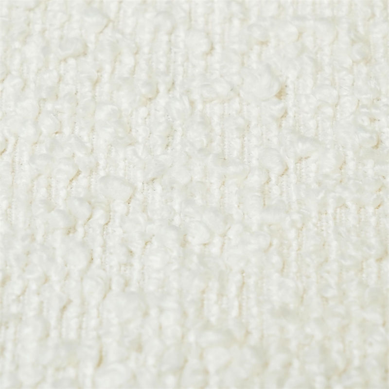 Maklaine Modern / Contemporary Cream Finish Boucle Fabric Ottoman