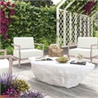 Maklaine Transitional White Finish Durable Concrete Coffee Table