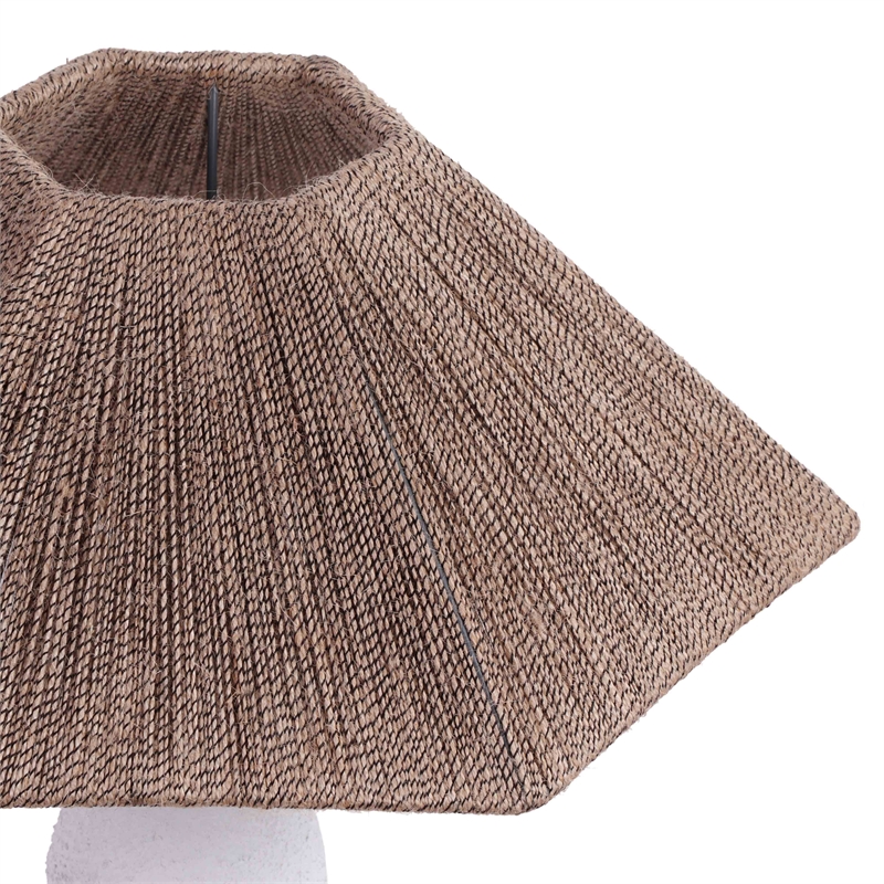 Maklaine Jute Rope White Table Lamp Circle Handmade 15.8