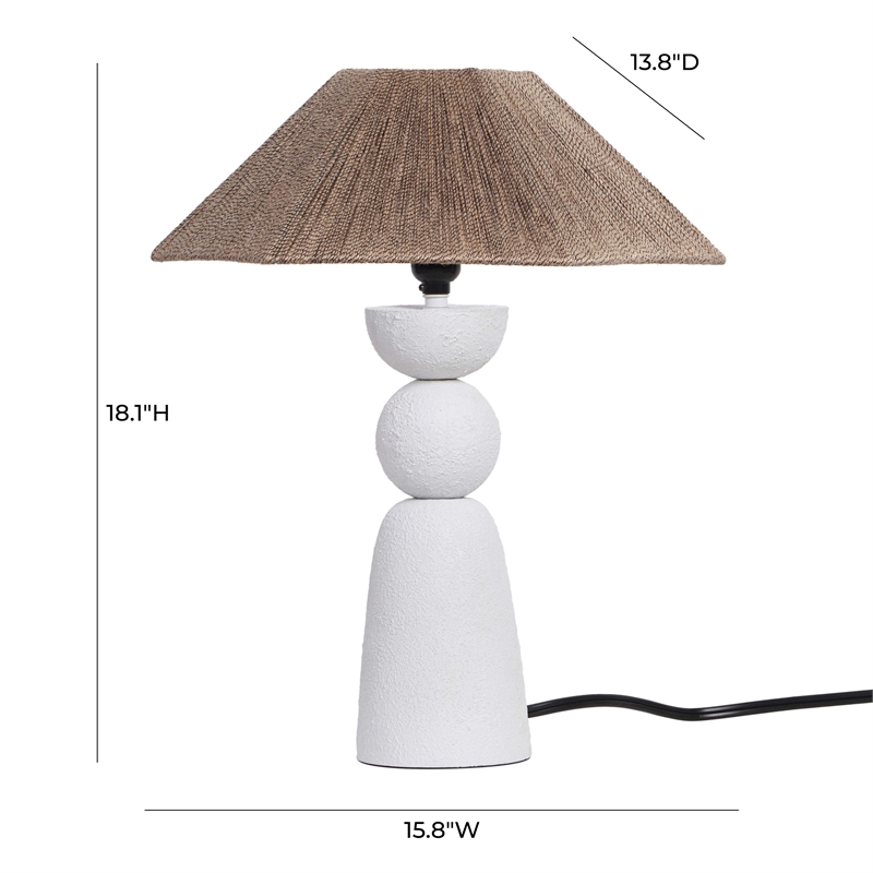 Maklaine Jute Rope White Table Lamp Circle Handmade 15.8