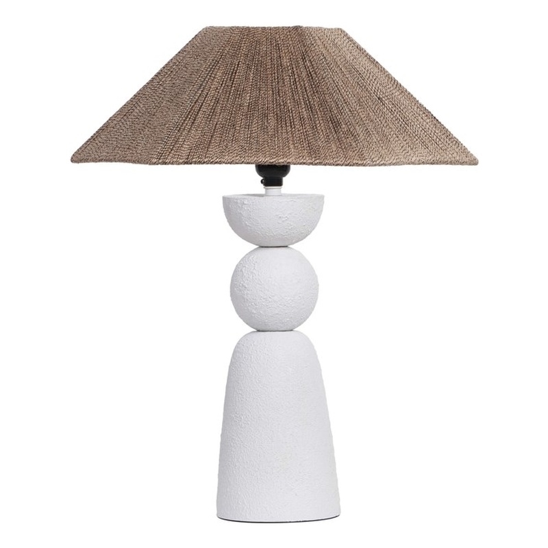 Maklaine Jute Rope White Table Lamp Circle Handmade 15.8