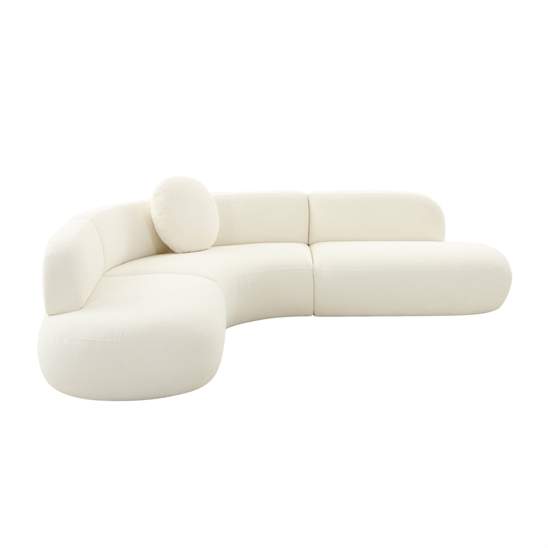 Maklaine Modern / Contemporary Cream Boucle Fabric Sectional