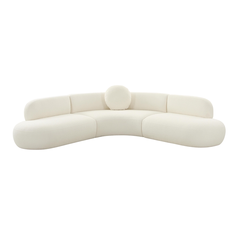 Maklaine Modern / Contemporary Cream Boucle Fabric Sectional