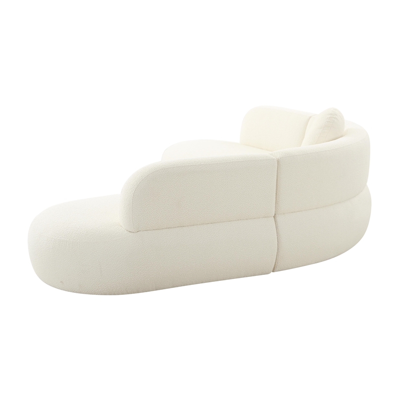 Maklaine Modern / Contemporary Cream Boucle Fabric Sectional