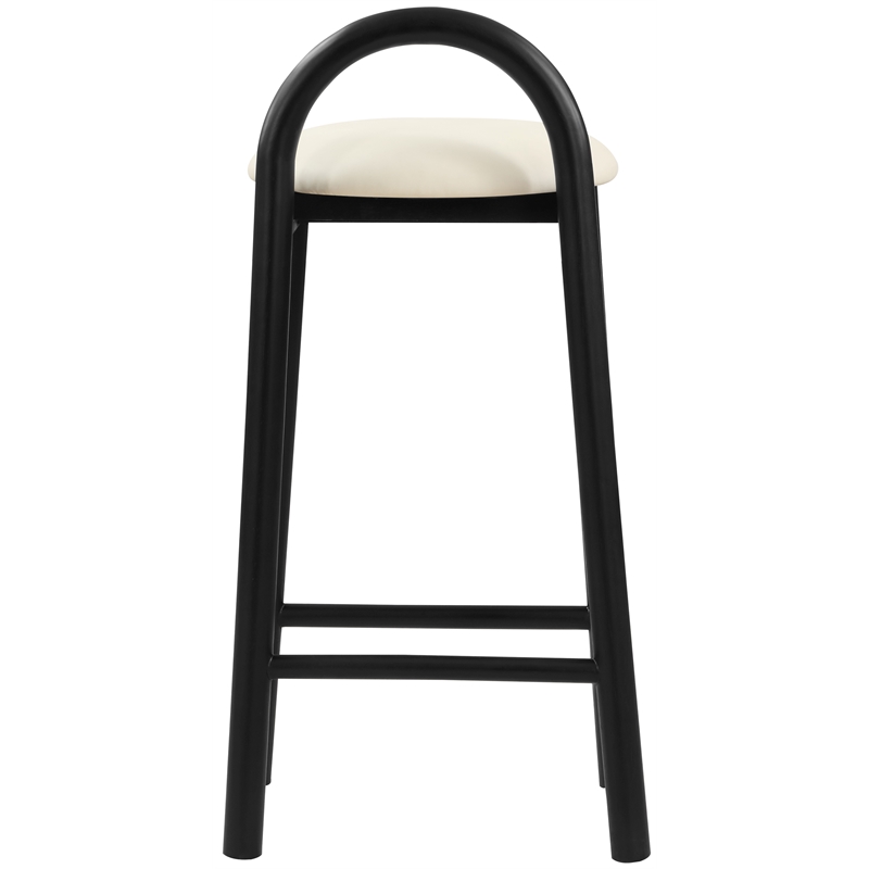 Maklaine Vegan Faux Leather Soft Cream Stool Contemporary 16.18