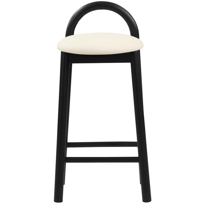 Maklaine Vegan Faux Leather Soft Cream Stool Contemporary 16.18