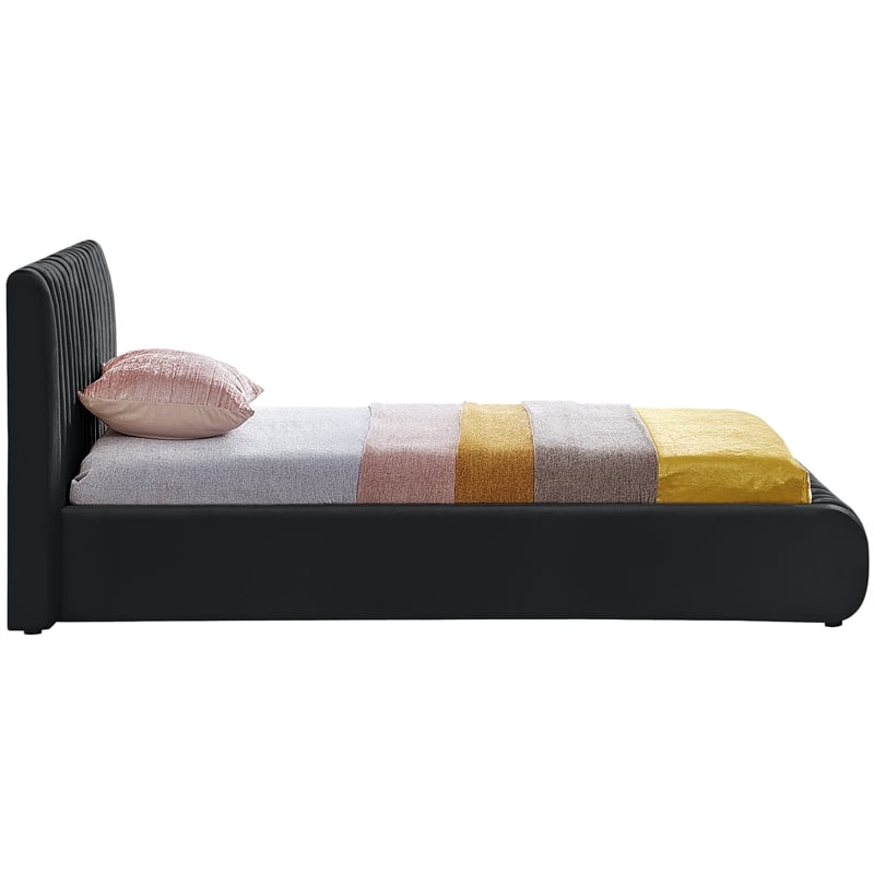 Maklaine Modern / Contemporary Black Finish Fabric Velvet Twin Bed