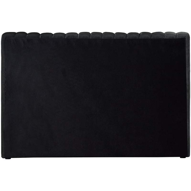 Maklaine Modern / Contemporary Black Finish Fabric Velvet Twin Bed