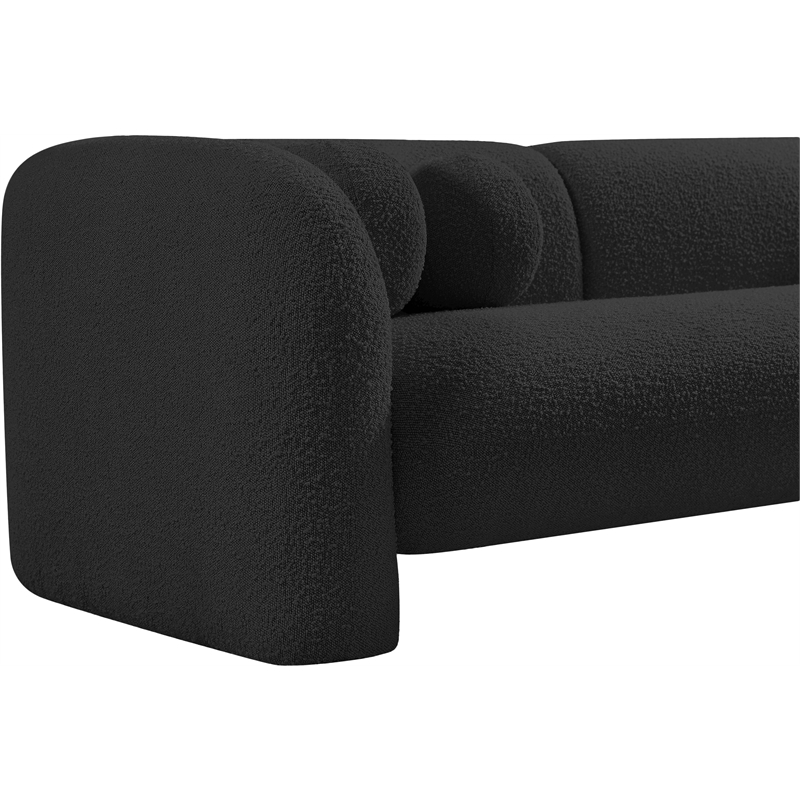 Maklaine Modern / Contemporary Rich Black Boucle Fabric Sofa