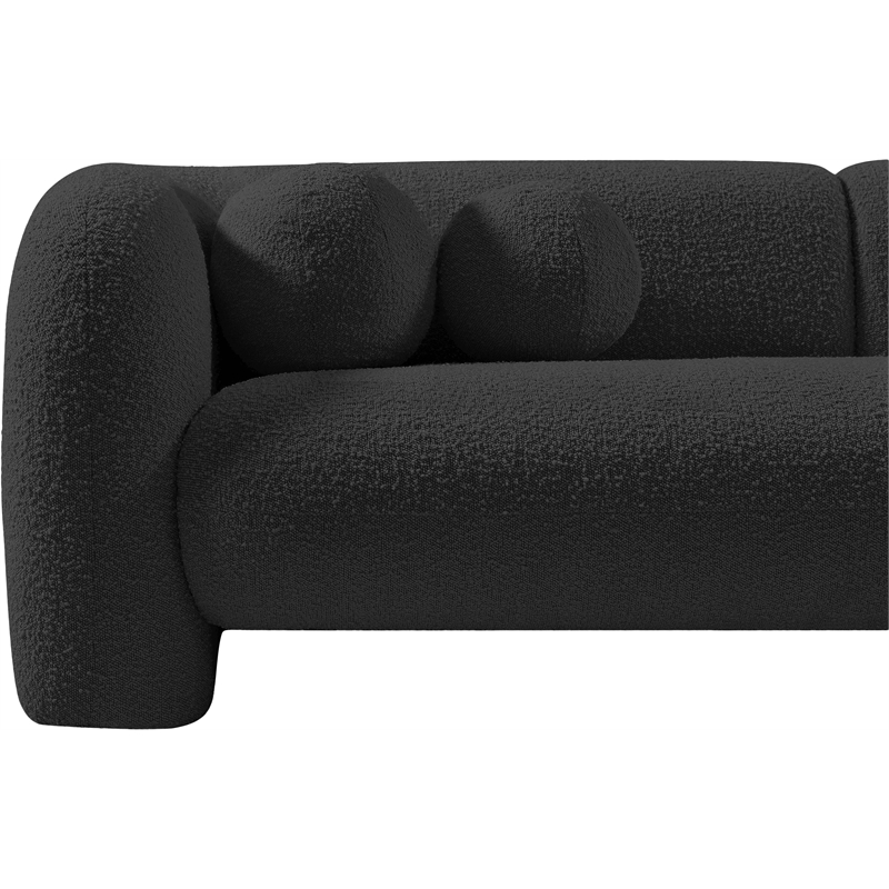 Maklaine Modern / Contemporary Rich Black Boucle Fabric Sofa