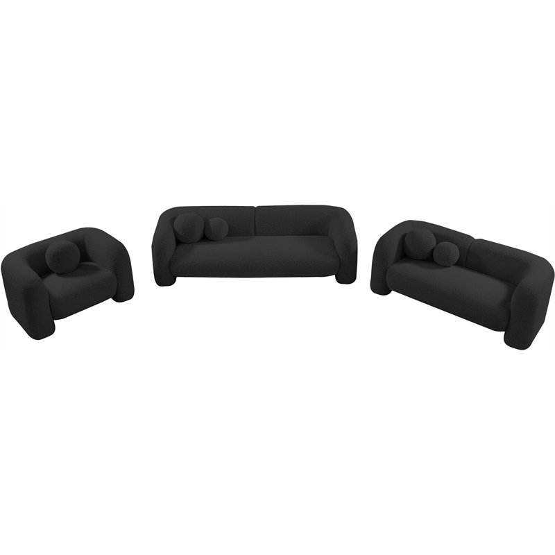 Maklaine Modern / Contemporary Rich Black Boucle Fabric Sofa