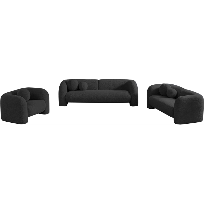 Maklaine Modern / Contemporary Rich Black Boucle Fabric Sofa