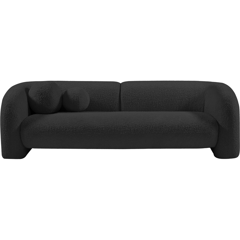Maklaine Modern / Contemporary Rich Black Boucle Fabric Sofa