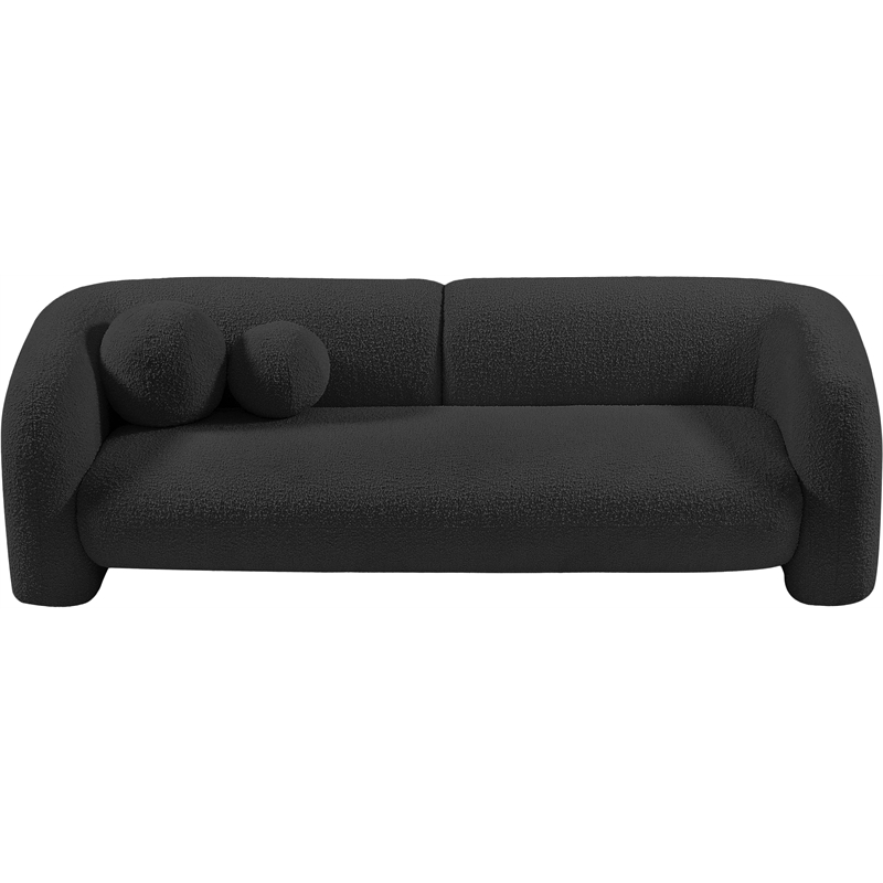 Maklaine Modern / Contemporary Rich Black Boucle Fabric Sofa