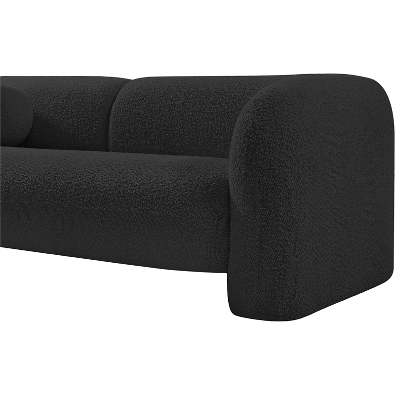 Maklaine Modern / Contemporary Rich Black Boucle Fabric Sofa