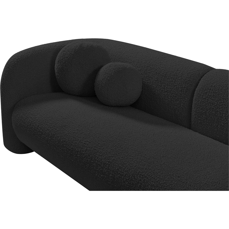 Maklaine Modern / Contemporary Rich Black Boucle Fabric Sofa