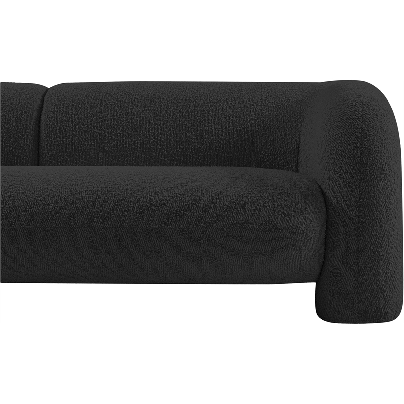 Maklaine Modern / Contemporary Rich Black Boucle Fabric Sofa