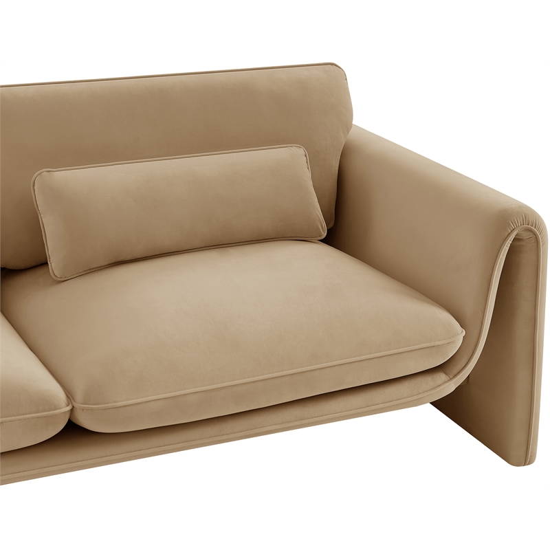 Maklaine Modern / Contemporary Soft Camel Velvet Fabric Sofa