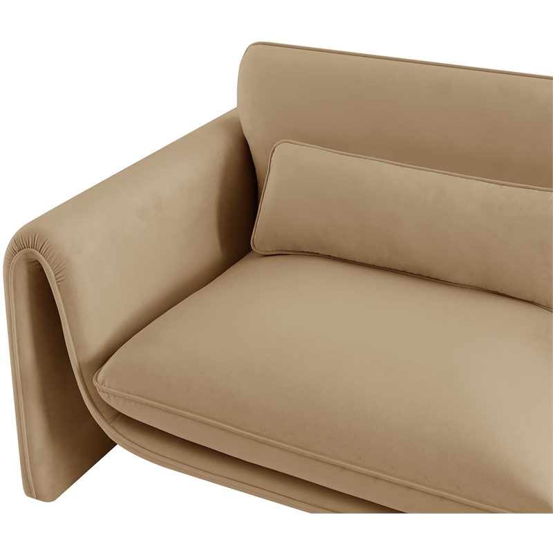 Maklaine Modern / Contemporary Soft Camel Velvet Fabric Sofa