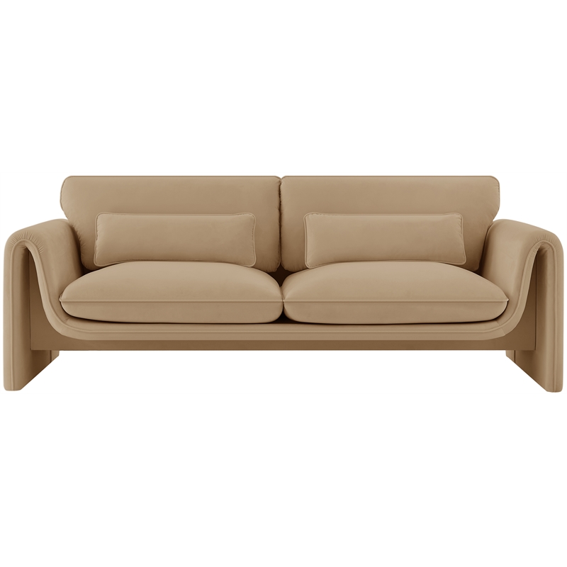 Maklaine Modern / Contemporary Soft Camel Velvet Fabric Sofa