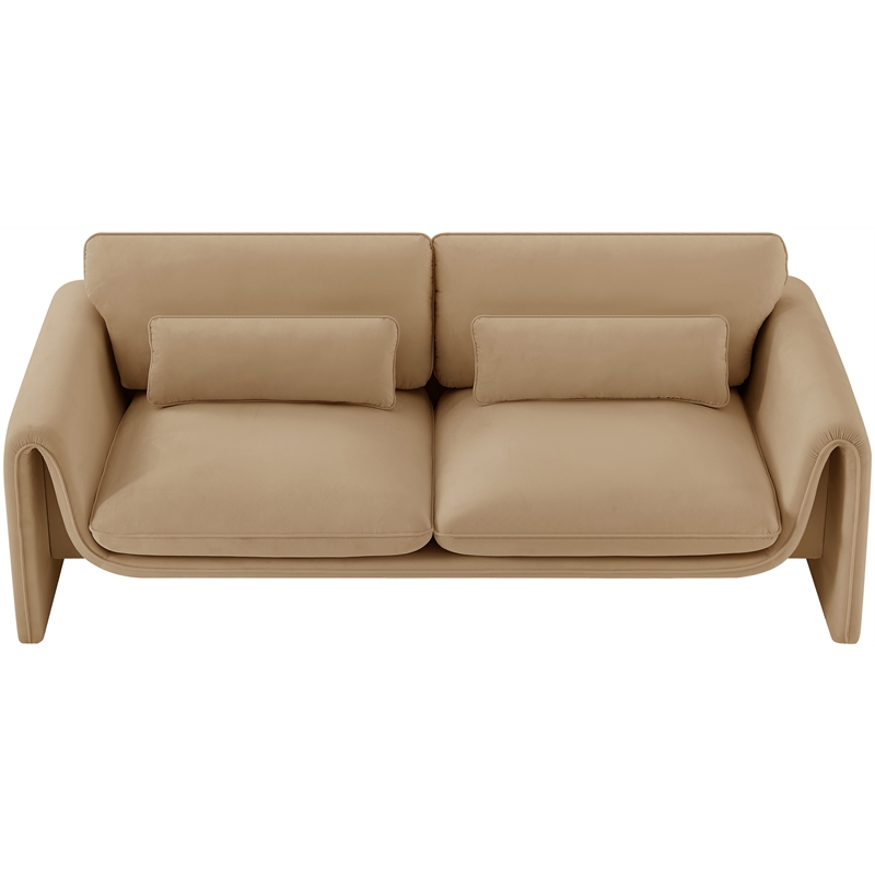 Maklaine Modern / Contemporary Soft Camel Velvet Fabric Sofa