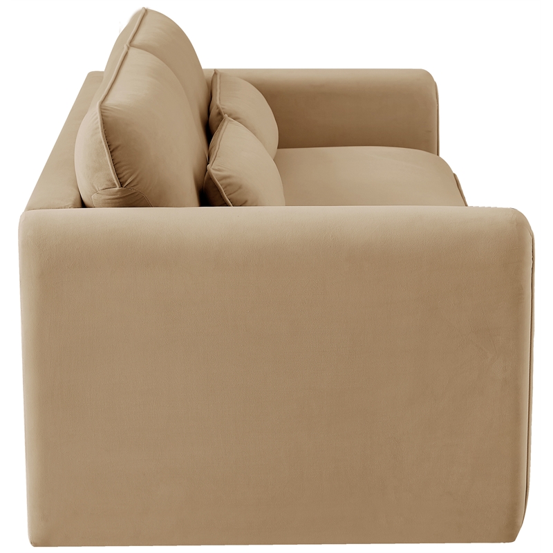 Maklaine Modern / Contemporary Soft Camel Velvet Fabric Sofa