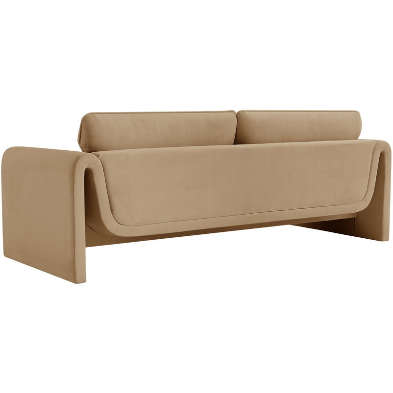 Maklaine Modern / Contemporary Soft Camel Velvet Fabric Sofa