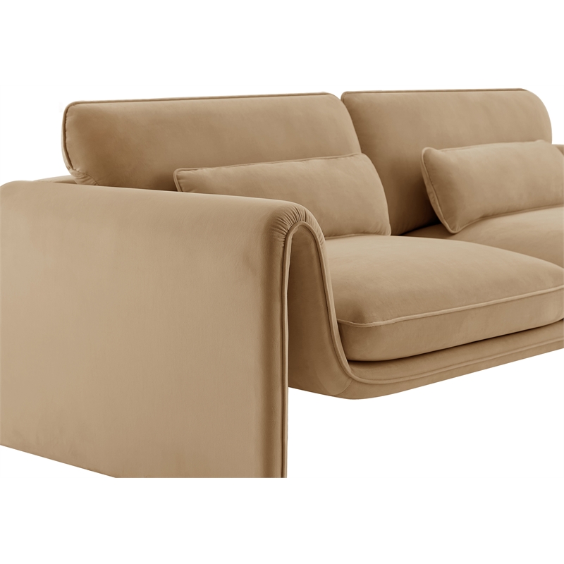 Maklaine Modern / Contemporary Soft Camel Velvet Fabric Sofa