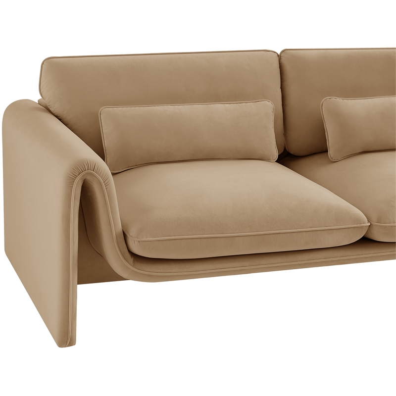 Maklaine Modern / Contemporary Soft Camel Velvet Fabric Sofa