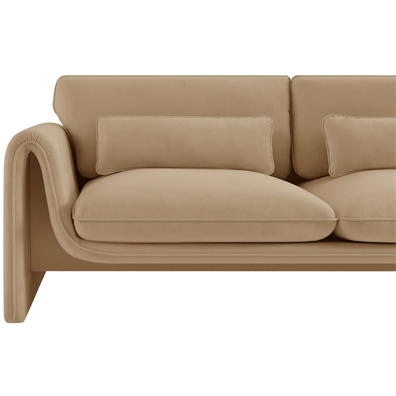 Maklaine Modern / Contemporary Soft Camel Velvet Fabric Sofa