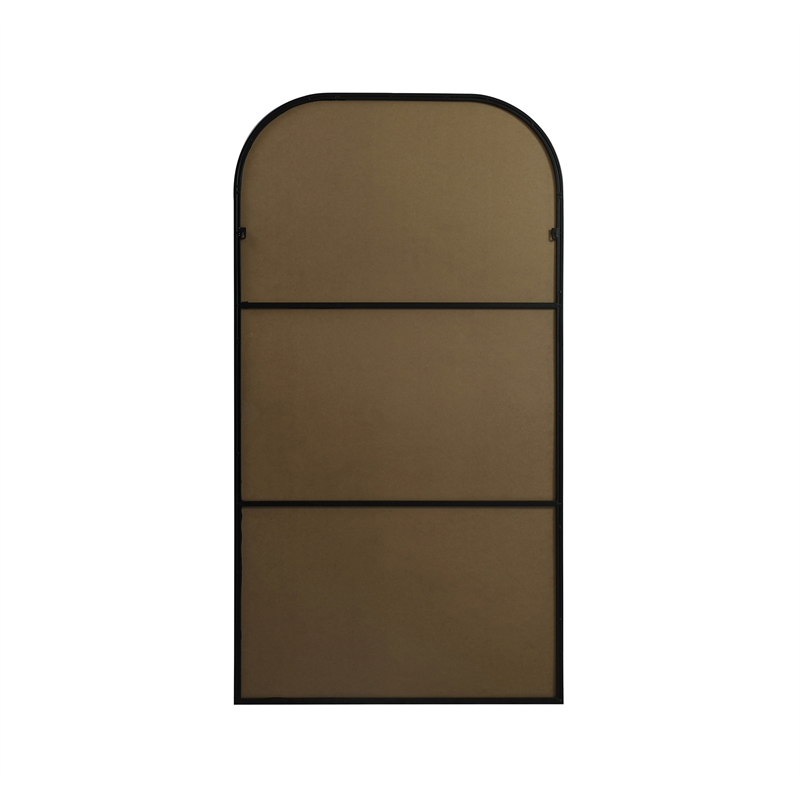 Maklaine Arch Modern MDF Wood/Iron Full Length Mirror in Black