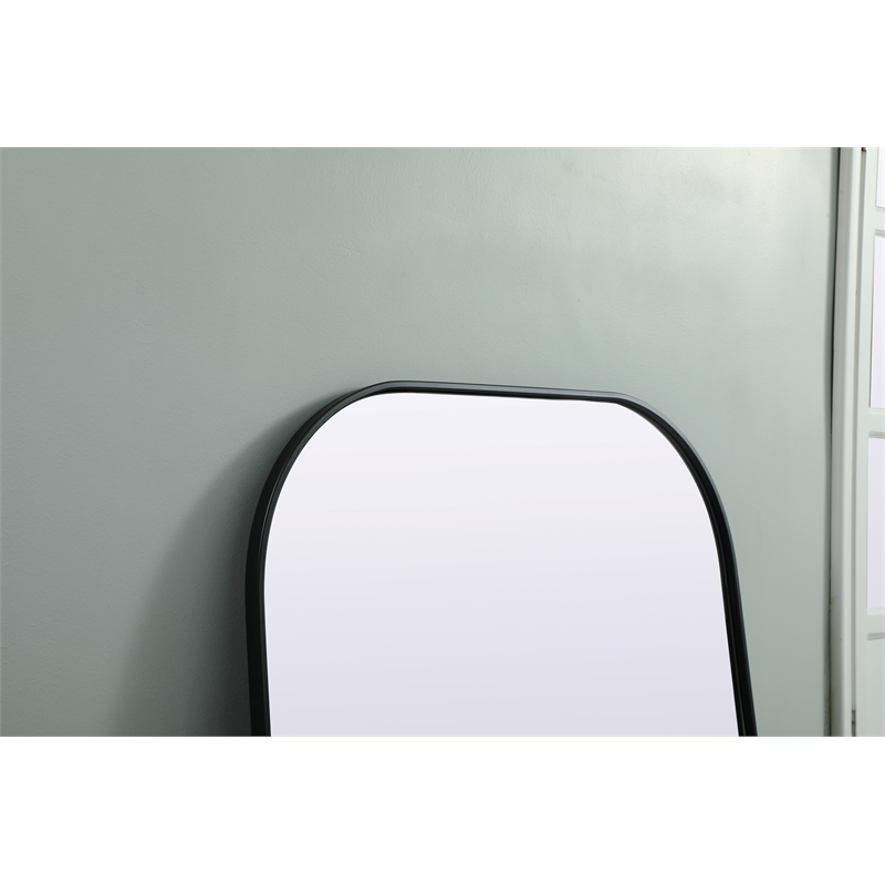 Maklaine Arch Modern MDF Wood/Iron Full Length Mirror in Black