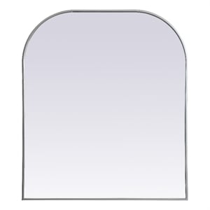Maklaine Contemporary 36x42&quot Arch MDF Wood/Iron Mirror in Silver