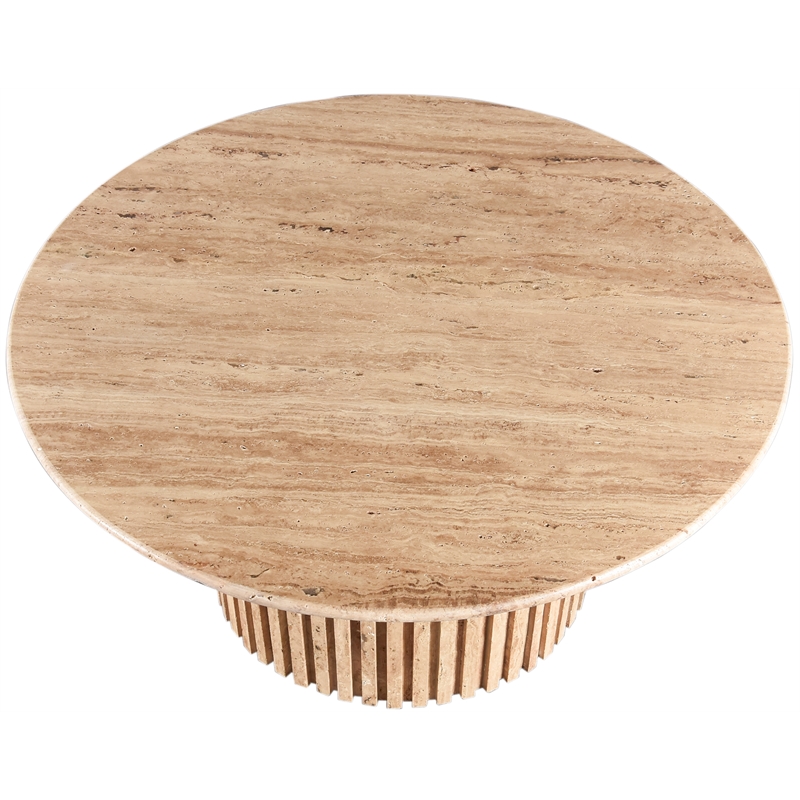 Maklaine Modern / Contemporary Beige Travertine Stone Coffee Table