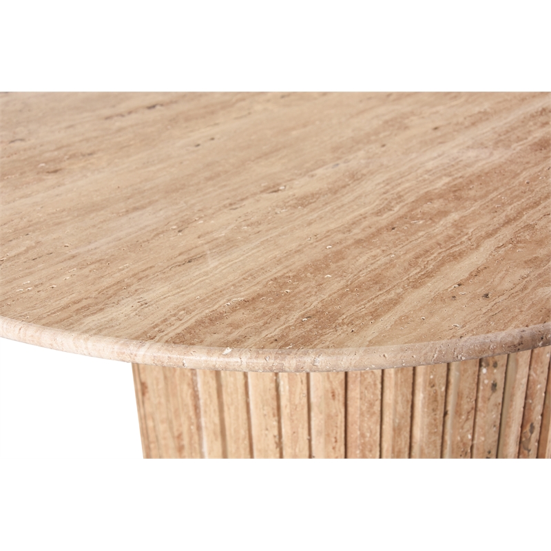 Maklaine Modern / Contemporary Beige Travertine Stone Coffee Table