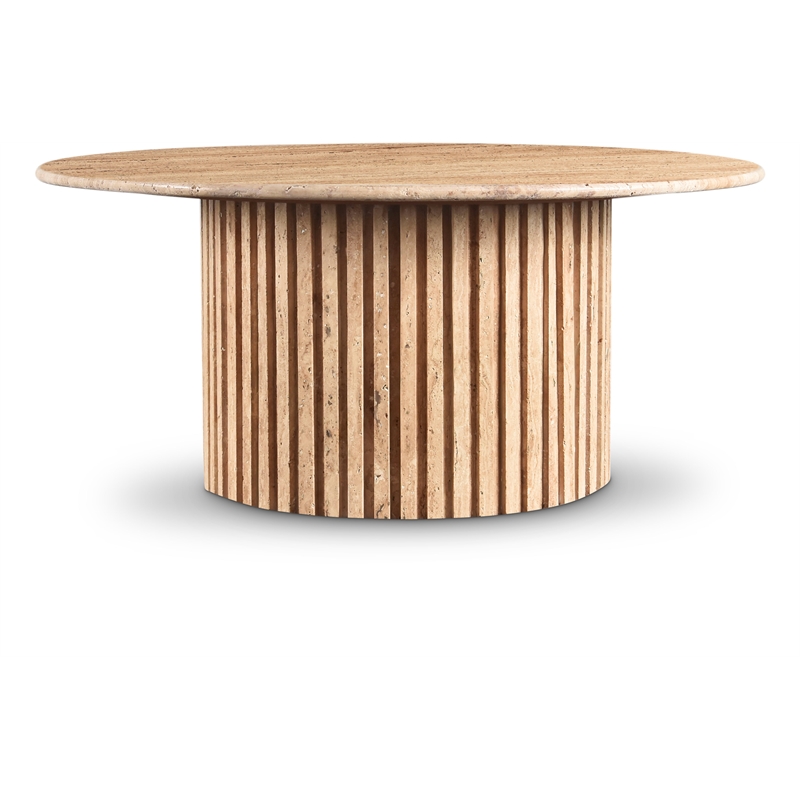 Maklaine Modern / Contemporary Beige Travertine Stone Coffee Table