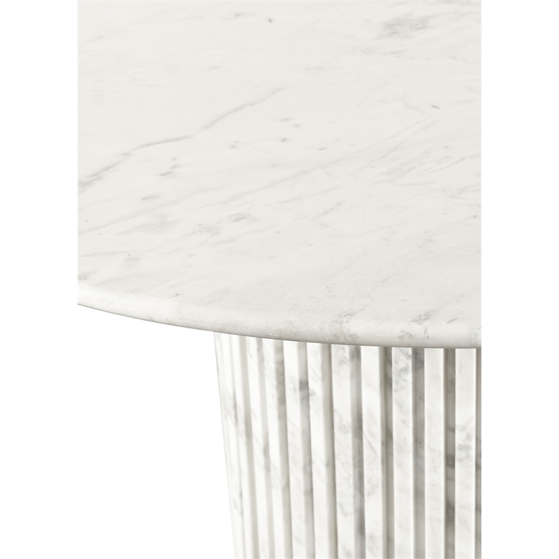 Maklaine Modern / Contemporary White Finish Marble Dining Table