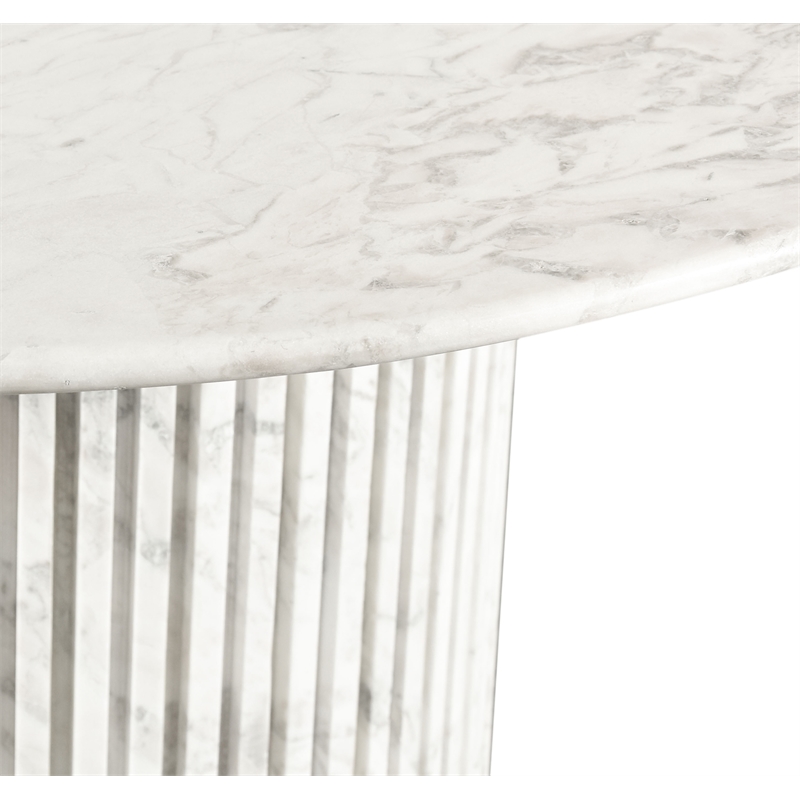 Maklaine Modern / Contemporary White Finish Marble Dining Table