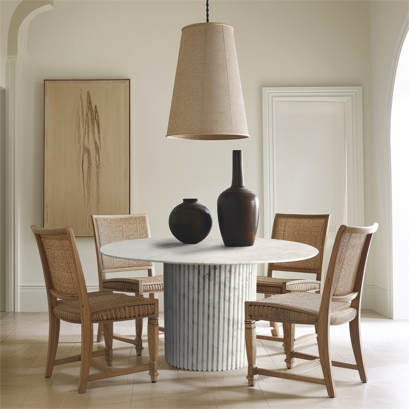 Maklaine Modern / Contemporary White Finish Marble Dining Table