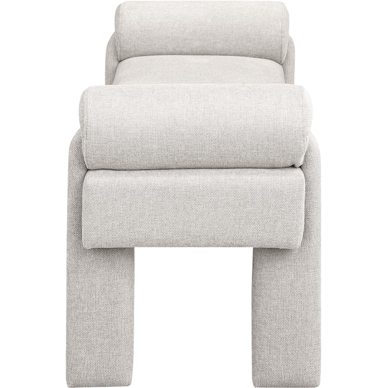 Maklaine Modern / Contemporary Soft Beige Polyester Fabric Bench