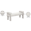 Maklaine Modern / Contemporary Soft Beige Polyester Fabric Bench