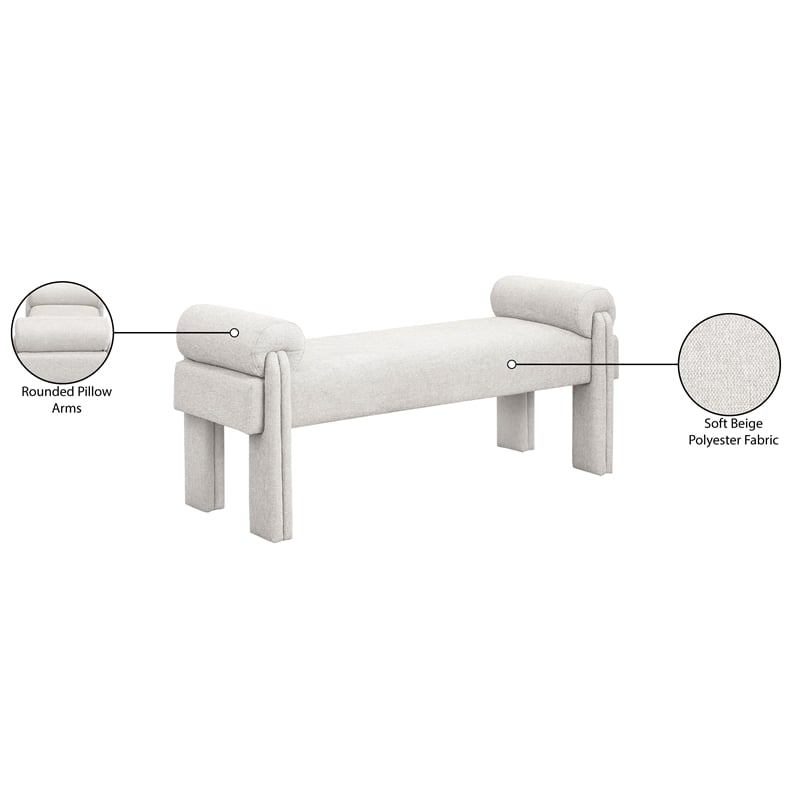 Maklaine Modern / Contemporary Soft Beige Polyester Fabric Bench